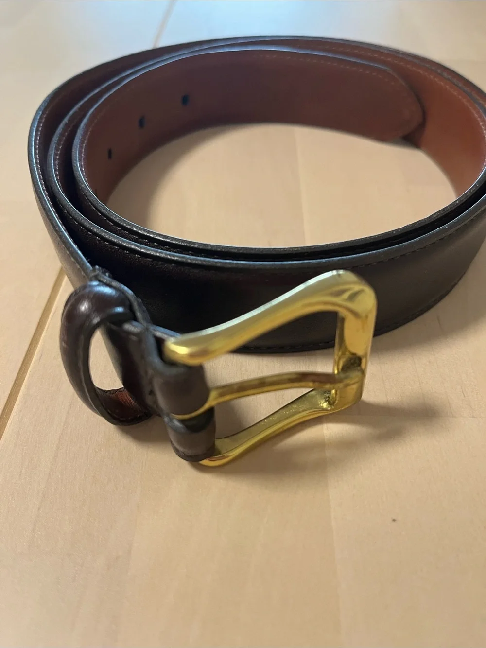 Coach Men's Dark Brown Leather Belt with Brass Buckle Sz40 Burnished Cowhide